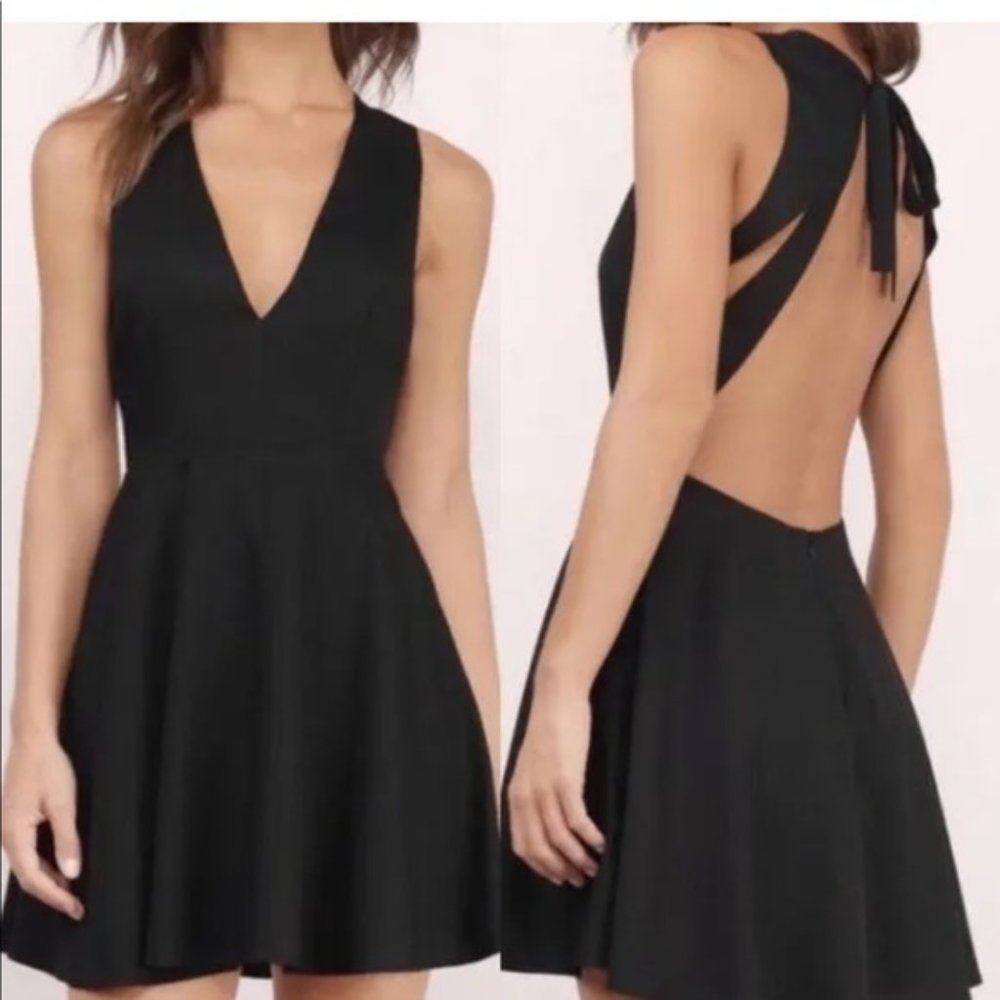 NWT Black V Neck Backless Dress
